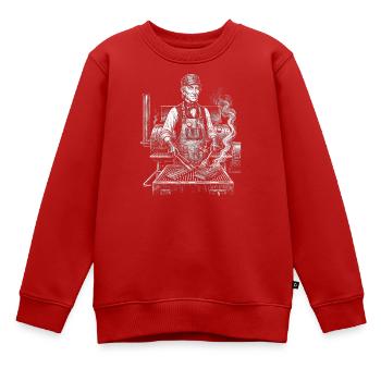 John Tyler beim BBQ-Grillen - Kinder Premium Organic Sweatshirt - Rot - Vorne - AI Model Kid Female (0cm)