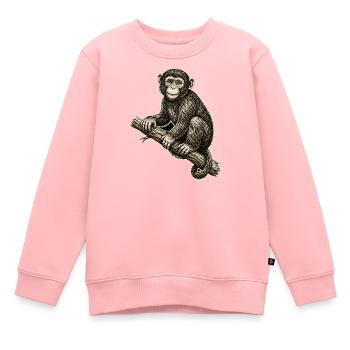 Illustration de singe dans un style vintage - Sweat Premium enfant bio - rose - Devant - AI Model Kid Female (0cm)