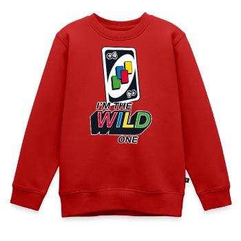 UNO™ I'm The Wild One Meme Vier-Ziehen-Karte - Kinder Premium Organic Sweatshirt - Rot - Vorne - AI Model Kid Female (0cm)