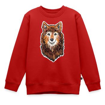 Wolfskopf (Braunes Fell) - Kinder Premium Organic Sweatshirt - Rot - Vorne - AI Model Kid Female (0cm)