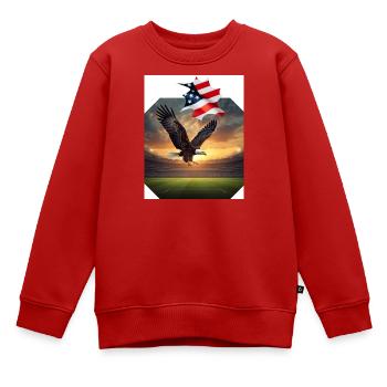 Patriotischer Adler im Stadion - Kinder Premium Organic Sweatshirt - Rot - Vorne - AI Model Kid Female (0cm)