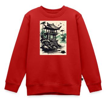 Tintenpavillon am Wasser - Kinder Premium Organic Sweatshirt - Rot - Vorne - AI Model Kid Female (0cm)