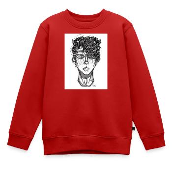 Doodle The Face - Kinder Premium Organic Sweatshirt - Rot - Vorne - AI Model Kid Female (0cm)