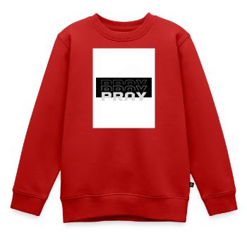 Texte géométrique de l’écho prié - Sweat Premium enfant bio - rouge - Devant - AI Model Kid Female (0cm)