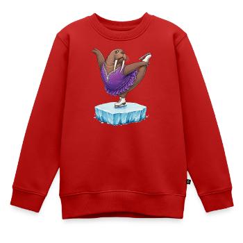 Walross als Eiskunstläuferin auf Eisscholle Kür - Kinder Premium Organic Sweatshirt - Rot - Vorne - AI Model Kid Female (0cm)