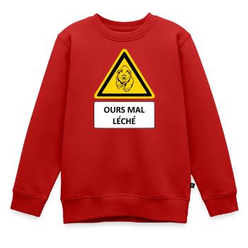 Ours mal léché - Sweat Premium enfant bio - rouge - Devant - AI Model Kid Female (0cm)