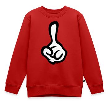Erhobener Zeigefinger (Finger / Linke Hand / 2C) - Kinder Premium Organic Sweatshirt - Rot - Vorne - AI Model Kid Female (0cm)