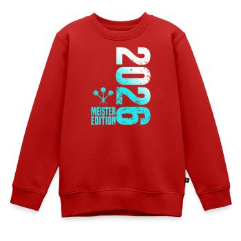 Darts Meister 2026, Kreisliga Shirt cyan weiß - Kinder Premium Organic Sweatshirt - Rot - Vorne - AI Model Kid Female (0cm)