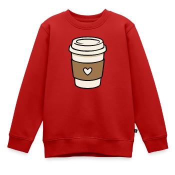 Cute Takeaway Coffee Cup With Heart - Kids Premium Organic Sweatshirt - red - Front - AI Model Kid Female (0cm)