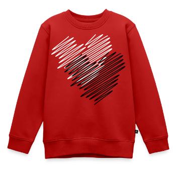 Zwei Herzen Scribble - Kinder Premium Organic Sweatshirt - Rot - Vorne - AI Model Kid Female (0cm)