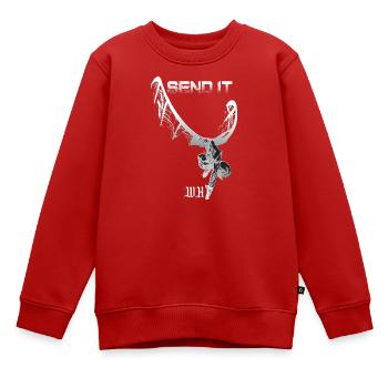Send It Skelettdrache Grunge - Kinder Premium Organic Sweatshirt - Rot - Vorne - AI Model Kid Female (0cm)