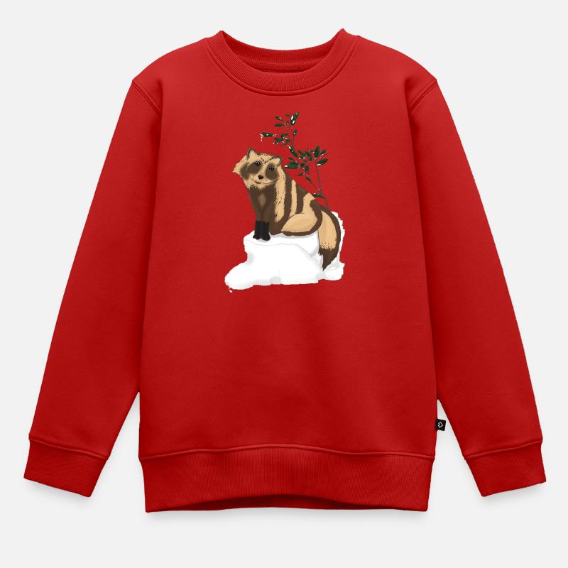 Tanuki sous le gui - Sweat Premium enfant bio - rouge