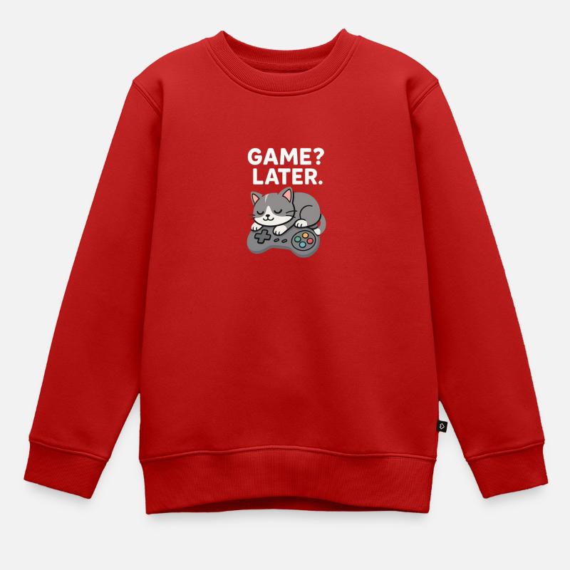 Jeu plus tard : Cat Controller - Sweat Premium enfant bio - rouge
