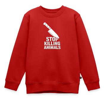 Stoppt Tierquälerei Messer Motiv - Kinder Premium Organic Sweatshirt - Rot - Vorne - AI Model Kid Female (0cm)