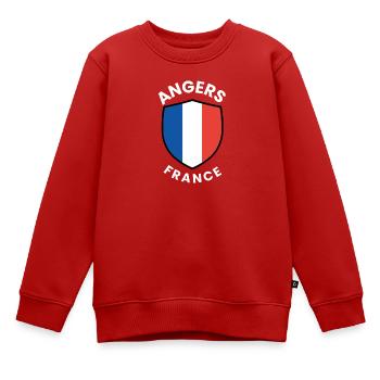 Emblème du bouclier d’Angers France - Sweat Premium enfant bio - rouge - Devant - AI Model Kid Female (0cm)
