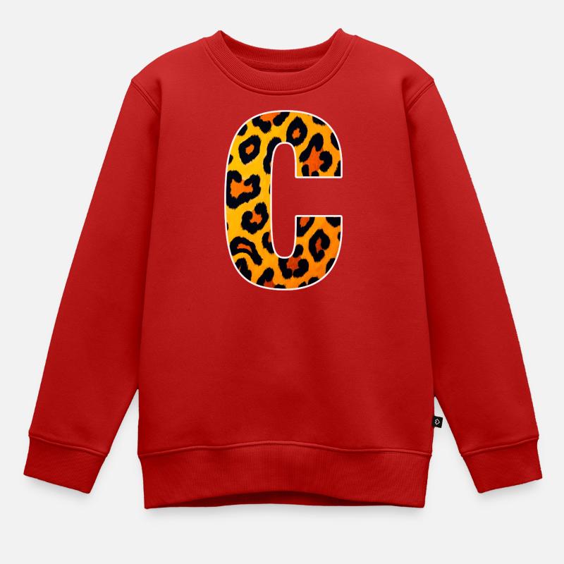 Leopard_Buchstabenmuster_-_C - Kinder Premium Organic Sweatshirt - Rot