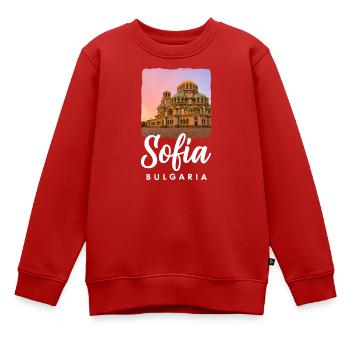 Sofia Bulgarie - Sweat Premium enfant bio - rouge - Devant - AI Model Kid Female (0cm)