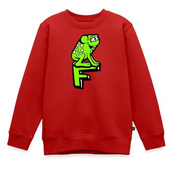 Buchstabe F Frosch Kröte Name ABC Lernen Schule - Kinder Premium Organic Sweatshirt - Rot - Vorne - AI Model Kid Female (0cm)