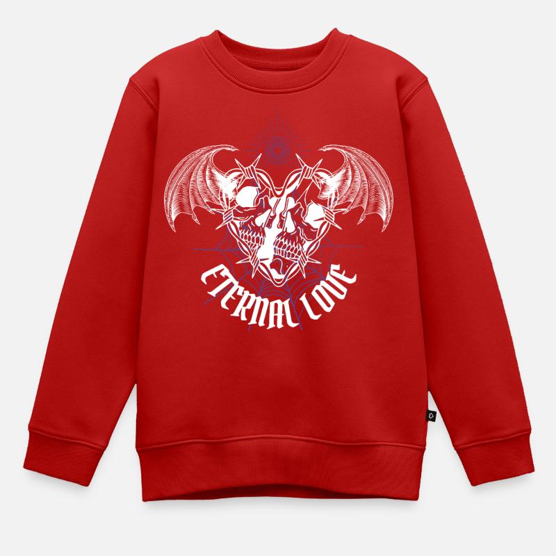 Crâne gothique amour éternel - Sweat Premium enfant bio - rouge