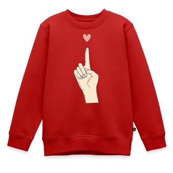 Fingerherz Handzeichen  - Kinder Premium Organic Sweatshirt - Rot - Vorne - AI Model Kid Female (0cm)