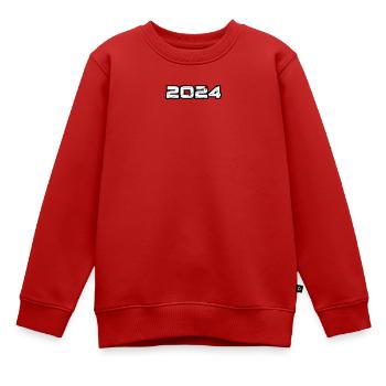 2024 - Kinder Premium Organic Sweatshirt - Rot - Vorne - AI Model Kid Female (0cm)
