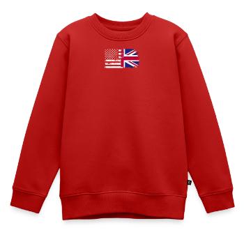 Grunge US UK Flagge Mashup - Kinder Premium Organic Sweatshirt - Rot - Vorne - AI Model Kid Female (0cm)