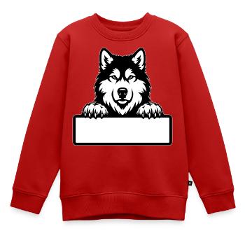 Alaskan Malamute Namensschild schwarzweiss - Kinder Premium Organic Sweatshirt - Rot - Vorne - AI Model Kid Female (0cm)