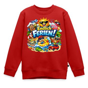 Endlich Ferien! - Kinder Premium Organic Sweatshirt - Rot - Vorne - AI Model Kid Female (0cm)
