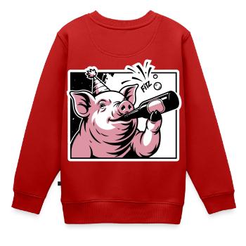 Cochon avec bouteille de fête et de célébration - Sweat Premium enfant bio - rouge - Dos - AI Model Kid Female (0cm)