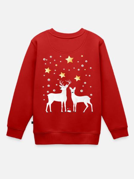 Rehe im Winterwald - Kinder Premium Organic Sweatshirt - Rot