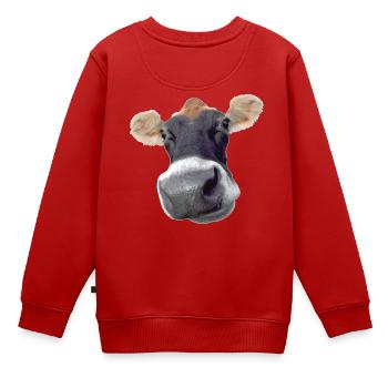 Muh Kuh - Kinder Premium Organic Sweatshirt - Rot - Hinten - AI Model Kid Female (0cm)