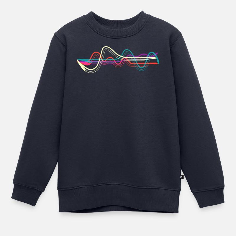 Lignes. - Sweat Premium enfant bio - bleu marine