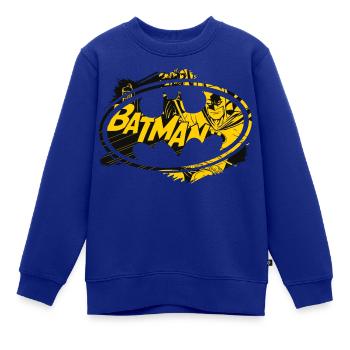 Batman Logo Gelb Schwarz Muster - Kinder Premium Organic Sweatshirt - Royalblau - Vorne - AI Model Kid Female (0cm)