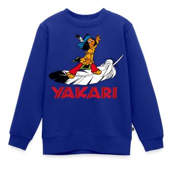Yakari auf Feder - Kinder Premium Organic Sweatshirt - Royalblau - Vorne - AI Model Kid Female (0cm)