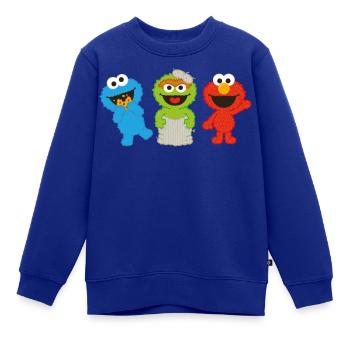 Sesamstraße Baby Krümelmonster, Oscar & Elmo - Kinder Premium Organic Sweatshirt - Royalblau - Vorne - AI Model Kid Female (0cm)