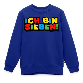 7. GEBURTSTAG - ICH BIN SIEBEN - KINDERGEBURTSTAG - Kinder Premium Organic Sweatshirt - Royalblau - Vorne - AI Model Kid Female (0cm)