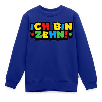 10. GEBURTSTAG - ICH BIN ZEHN - KINDERGEBURTSTAG - Kinder Premium Organic Sweatshirt - Royalblau - Vorne - AI Model Kid Female (0cm)