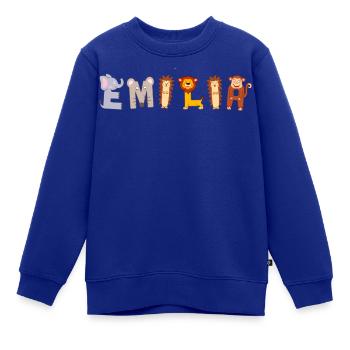 Emilia - Kinder Premium Organic Sweatshirt - Royalblau - Vorne - AI Model Kid Female (0cm)