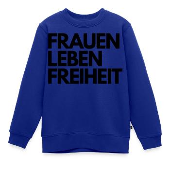 Frauen Leben Freiheit - Kinder Premium Organic Sweatshirt - Royalblau - Vorne - AI Model Kid Female (0cm)