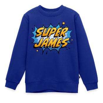 Super James - Kinder Premium Organic Sweatshirt - Royalblau - Vorne - AI Model Kid Female (0cm)