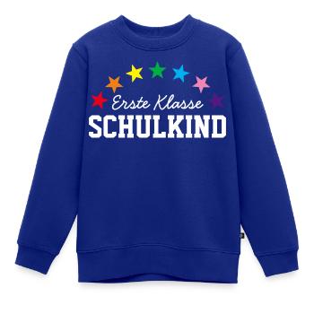 ERSTE KLASSE SCHULKIND 2025 - ERSTER SCHULTAG - Kinder Premium Organic Sweatshirt - Royalblau - Vorne - AI Model Kid Female (0cm)