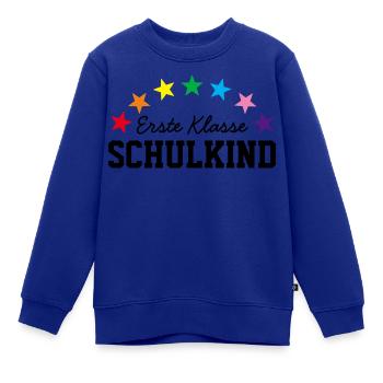 ERSTE KLASSE SCHULKIND 2025 - ERSTER SCHULTAG - Kinder Premium Organic Sweatshirt - Royalblau - Vorne - AI Model Kid Female (0cm)