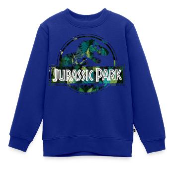 Jurassic Park Logo Mit T-Rex Blätter Design - Kinder Premium Organic Sweatshirt - Royalblau - Vorne - AI Model Kid Female (0cm)