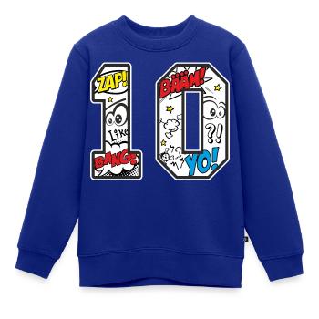 10. Geburtstag Cartoon Comic Zahl 10 Geschenk - Kinder Premium Organic Sweatshirt - Royalblau - Vorne - AI Model Kid Female (0cm)