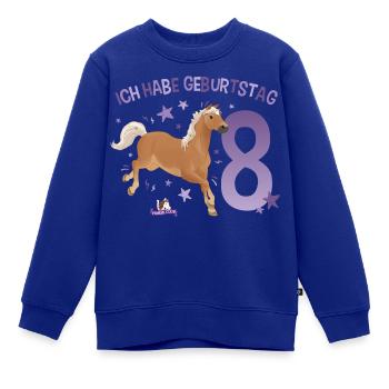 schleich® HORSE CLUB 8 Jahre Achter Geburtstag - Kinder Premium Organic Sweatshirt - Royalblau - Vorne - AI Model Kid Female (0cm)