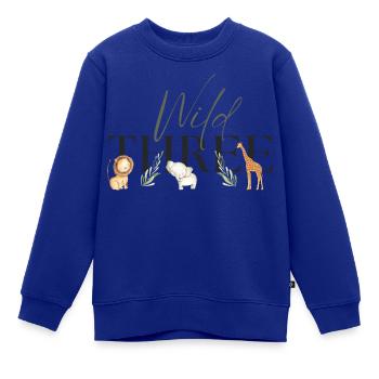 Wild One Safari third three Birthday Geburtstag3 - Kinder Premium Organic Sweatshirt - Royalblau - Vorne - AI Model Kid Female (0cm)
