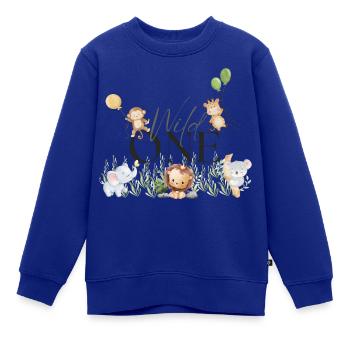 Wild One Safari First Birthday erster Geburtstag 1 - Kinder Premium Organic Sweatshirt - Royalblau - Vorne - AI Model Kid Female (0cm)