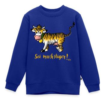 mutig - Kinder Premium Organic Sweatshirt - Royalblau - Vorne - AI Model Kid Female (0cm)