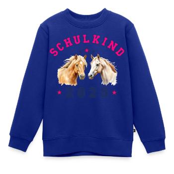 Schulkind 2025 - Pferde Reiterin Pferd - Kinder Premium Organic Sweatshirt - Royalblau - Vorne - AI Model Kid Female (0cm)