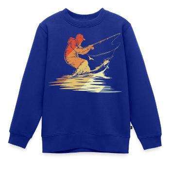 Fischen Grafik Retro Stil - Kinder Premium Organic Sweatshirt - Royalblau - Vorne - AI Model Kid Female (0cm)